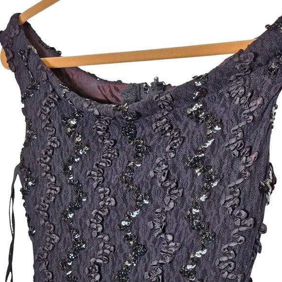 Vintage 80s Dave & Johnny Joseph Lara Lace Sequin Off-Shoulder Mermaid Dress 5/6 - Picture 3 of 14